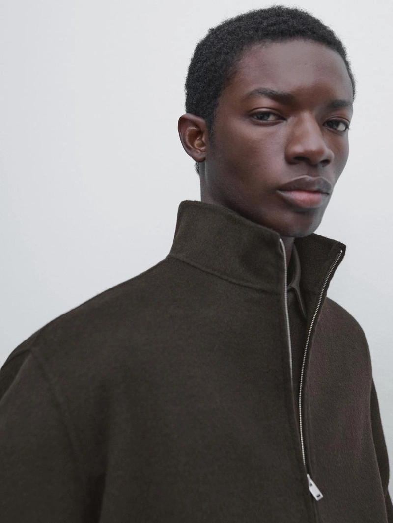 Пиджак из шерстяной смеси с высоким воротником