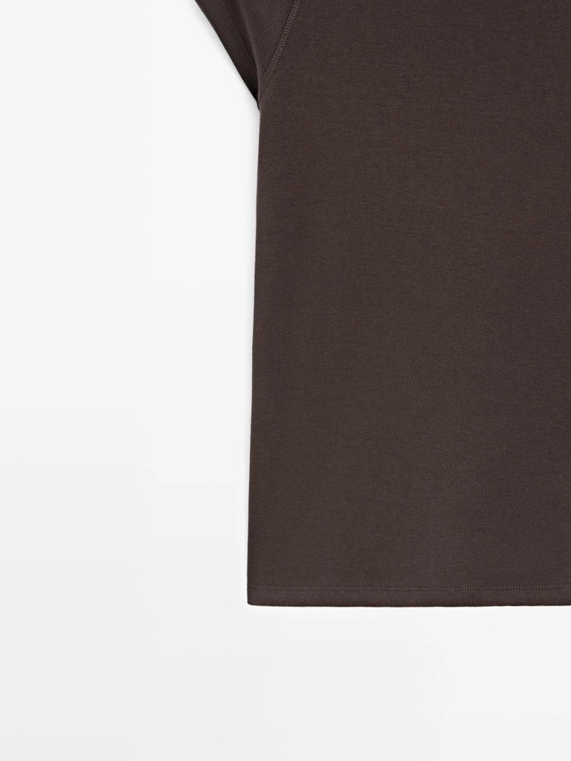 Хлопковая футболка с короткими реглановыми рукавами