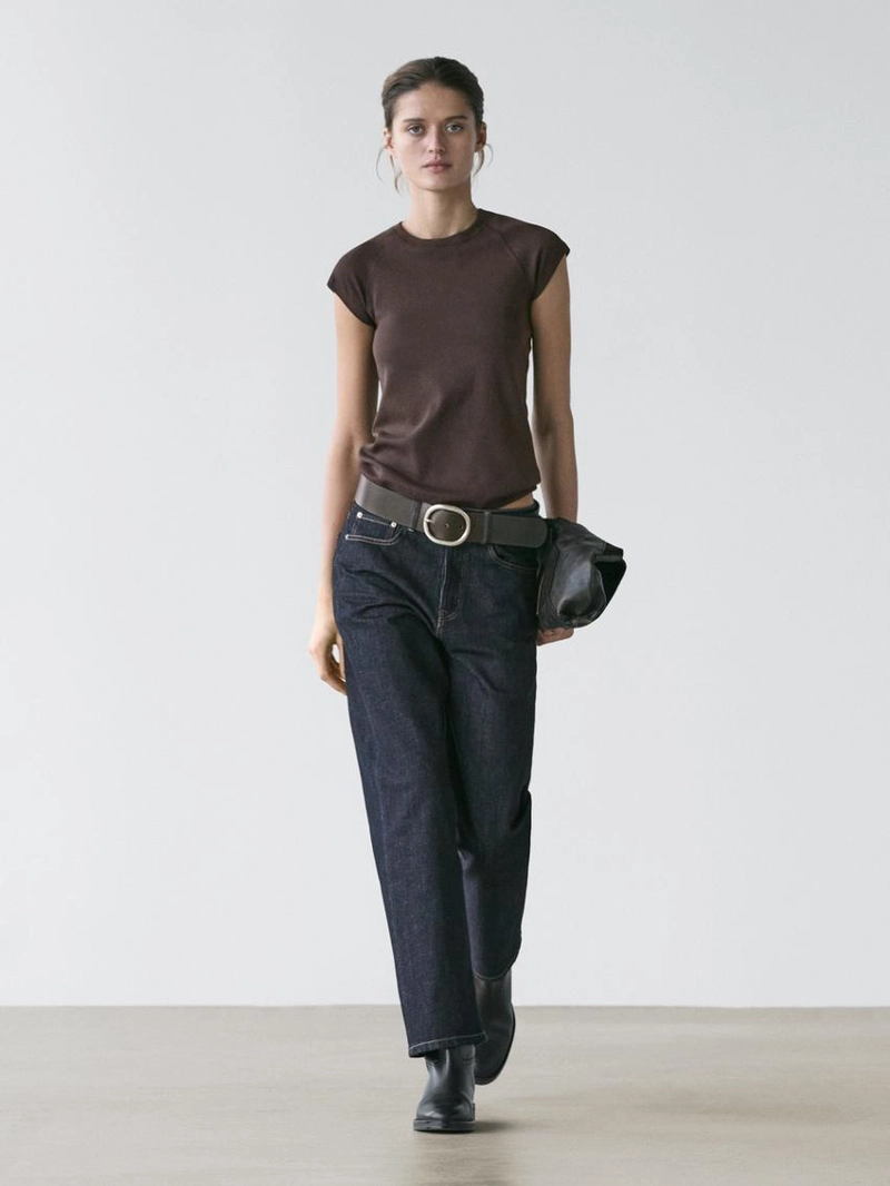 Хлопковая футболка с короткими реглановыми рукавами