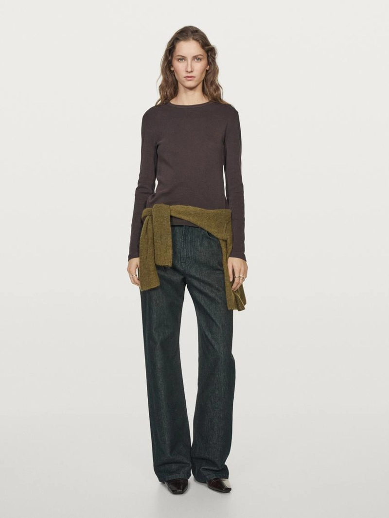 Водолазка с длинным рукавом из меланжевого трикотажа