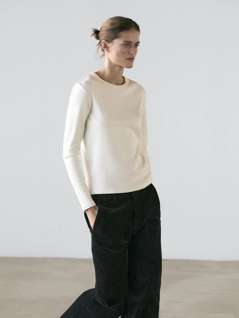 Водолазка с длинным рукавом из меланжевого трикотажа