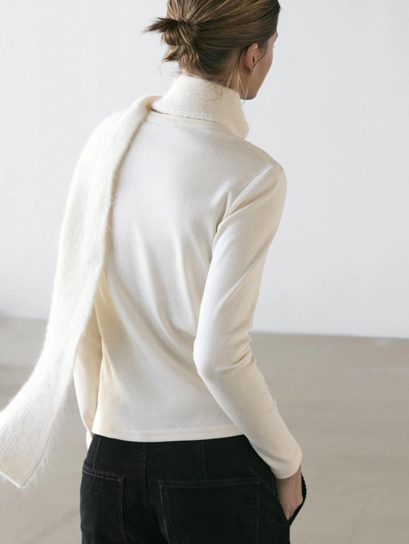 Водолазка с длинным рукавом из меланжевого трикотажа