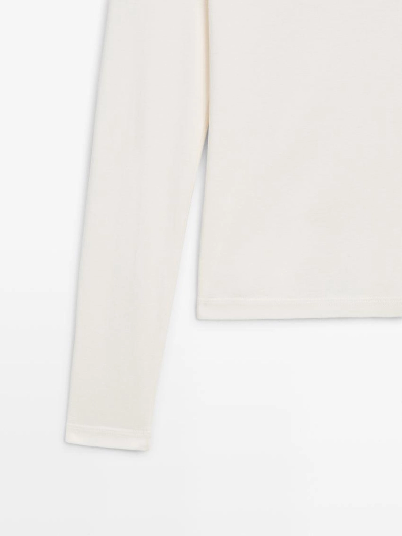 Водолазка с длинным рукавом из меланжевого трикотажа