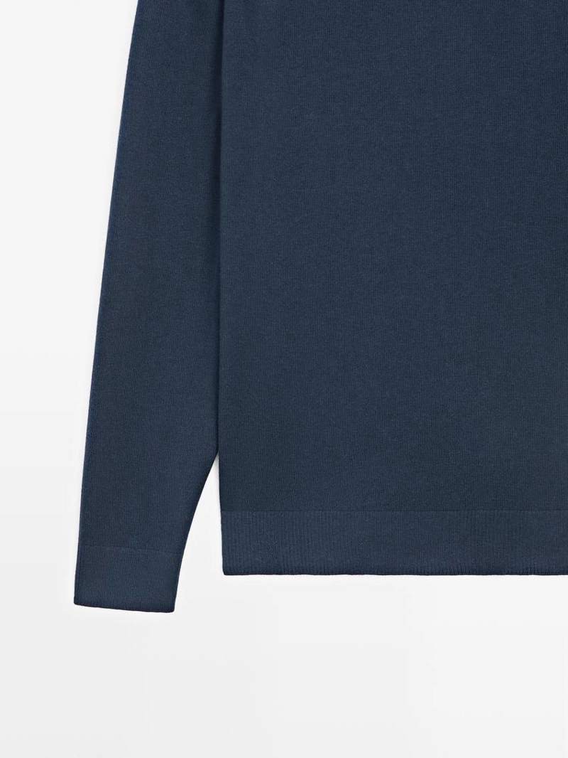 Свитер из хлопка и шерсти с круглым вырезом