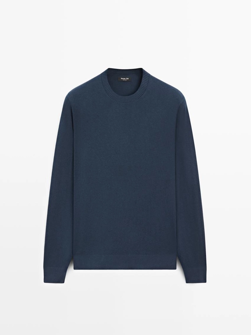 Свитер из хлопка и шерсти с круглым вырезом