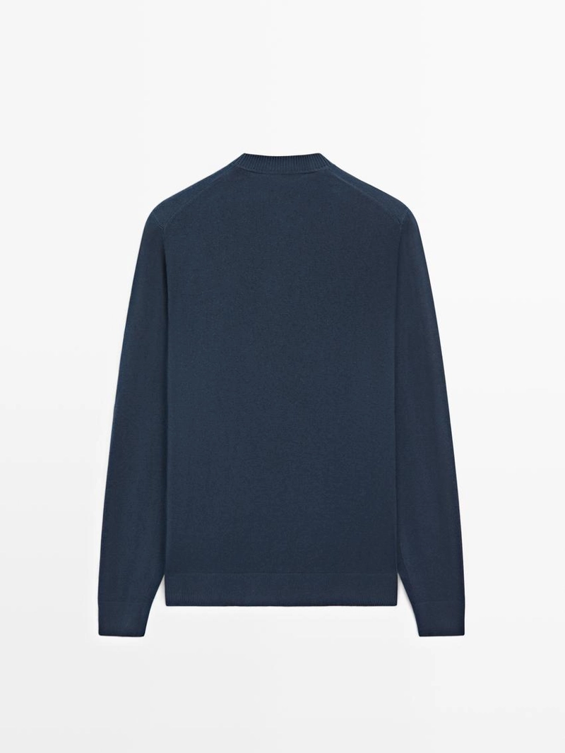 Свитер из хлопка и шерсти с круглым вырезом