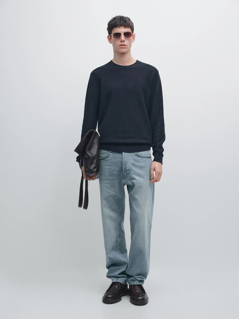 Текстурированный свитер из смесовой хлопковой пряжи