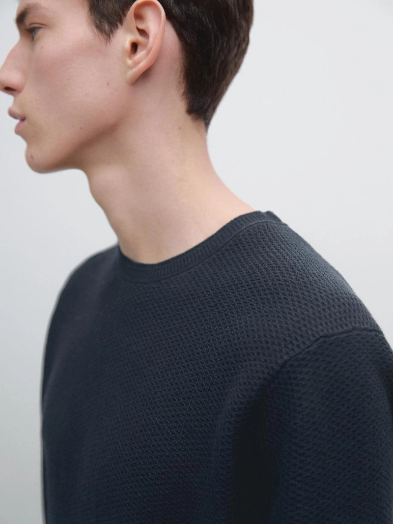 Текстурированный свитер из смесовой хлопковой пряжи