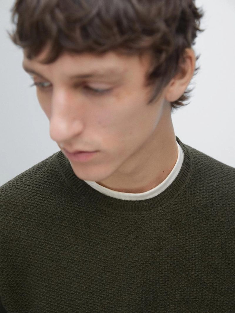 Текстурированный свитер из смесовой хлопковой пряжи