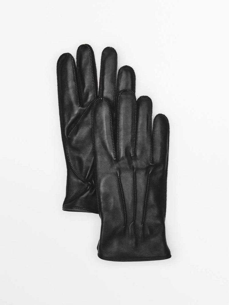 Кожаные перчатки с отделкой из наппы