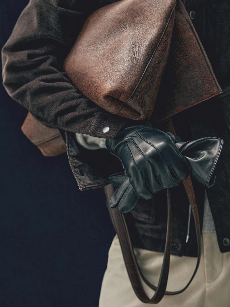 Кожаные перчатки с отделкой из наппы