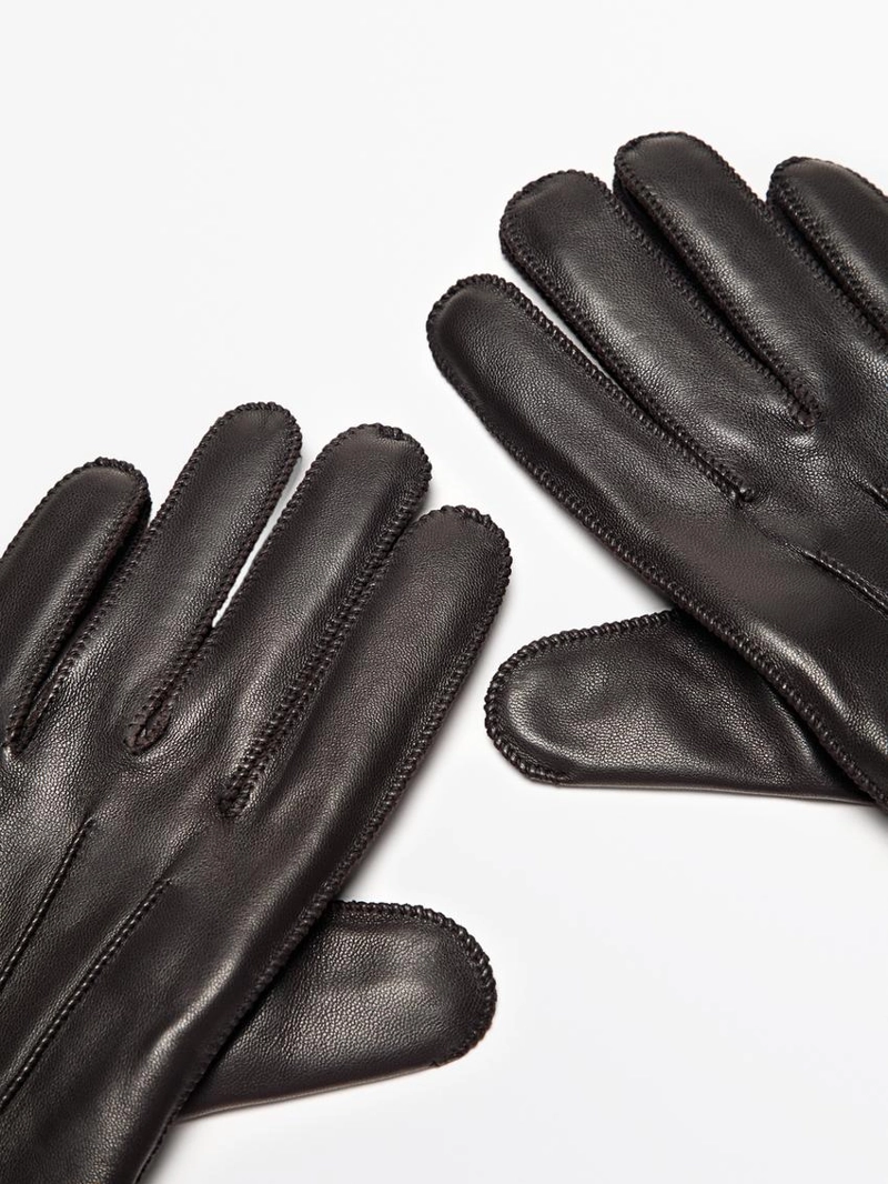 Кожаные перчатки с отделкой из наппы