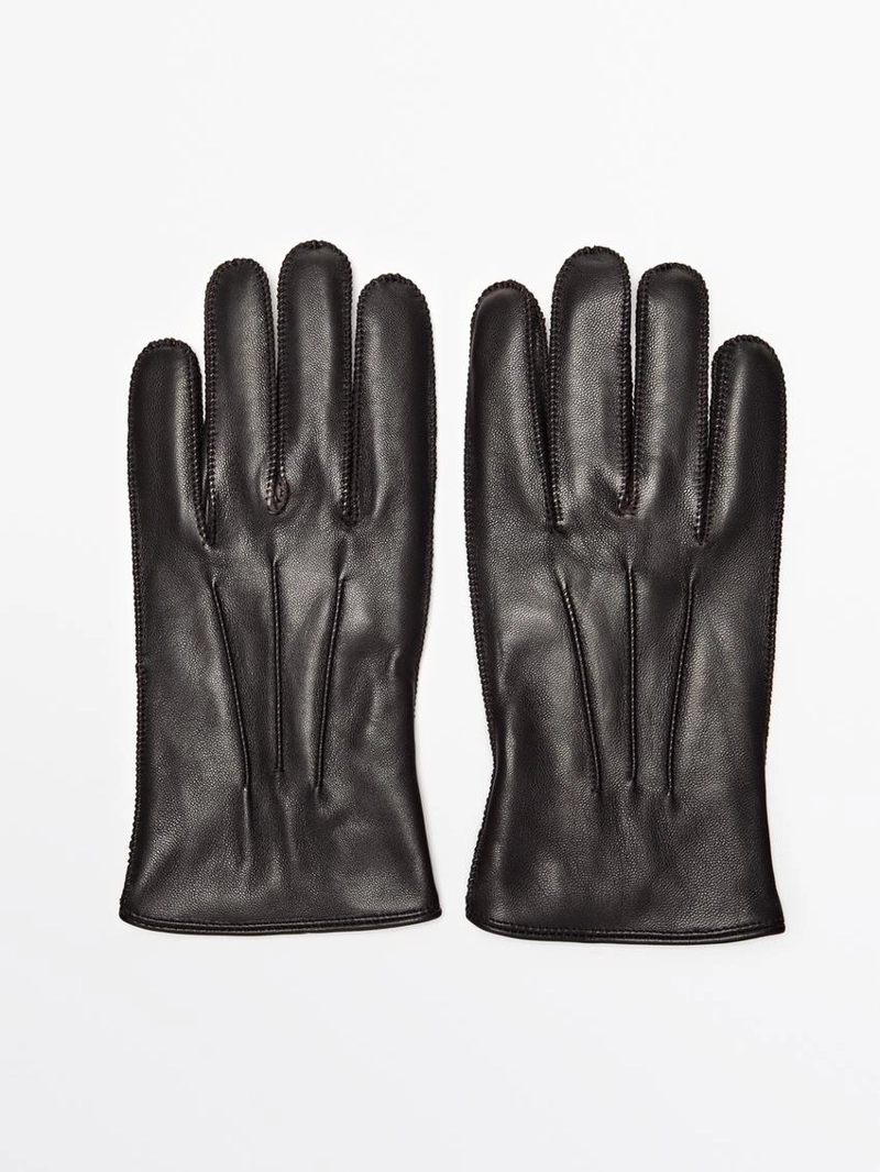 Кожаные перчатки с отделкой из наппы