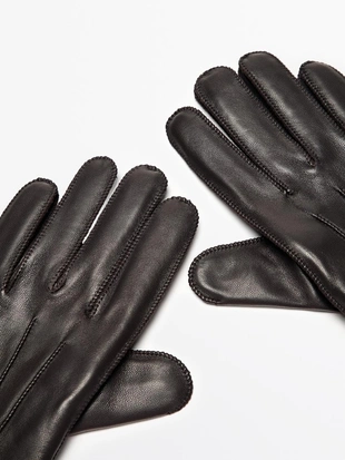 Кожаные перчатки с отделкой из наппы- Заказать в России