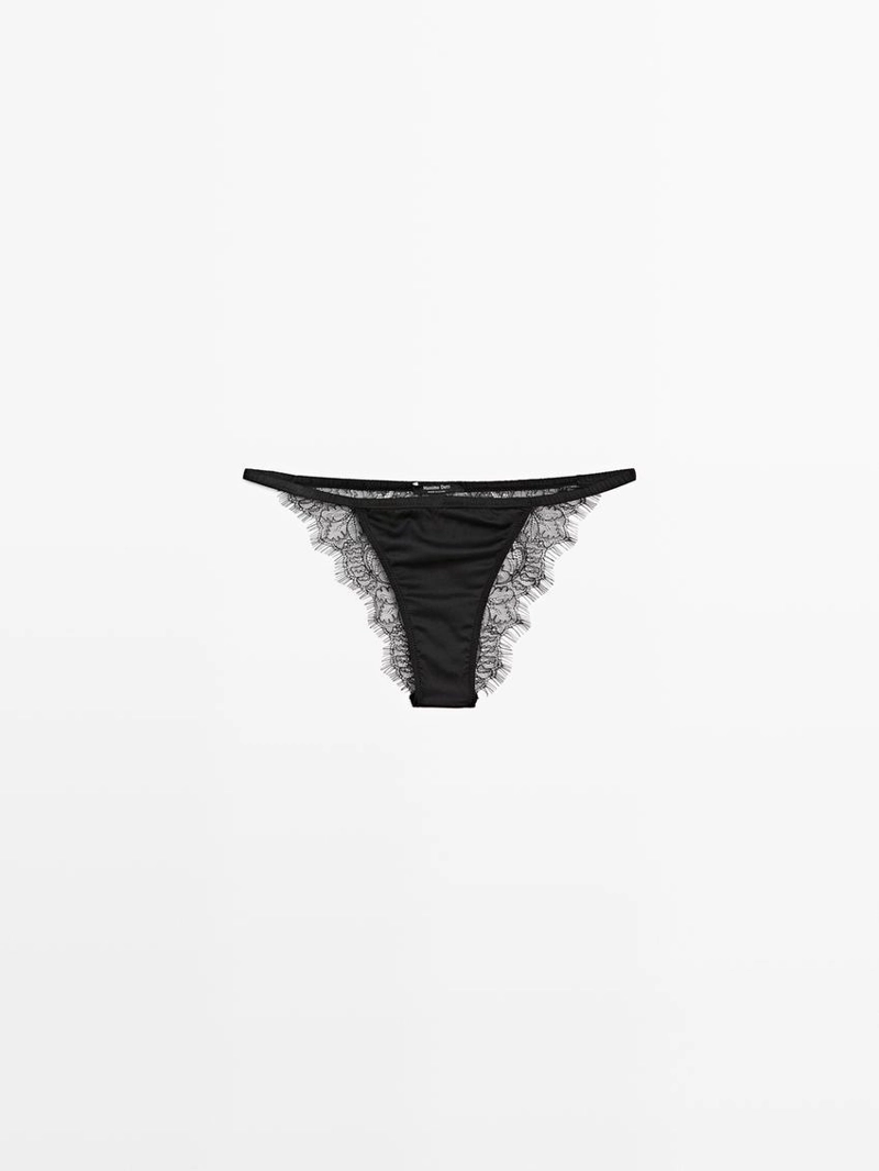 Трусы из шелкового микса с кружевными деталями