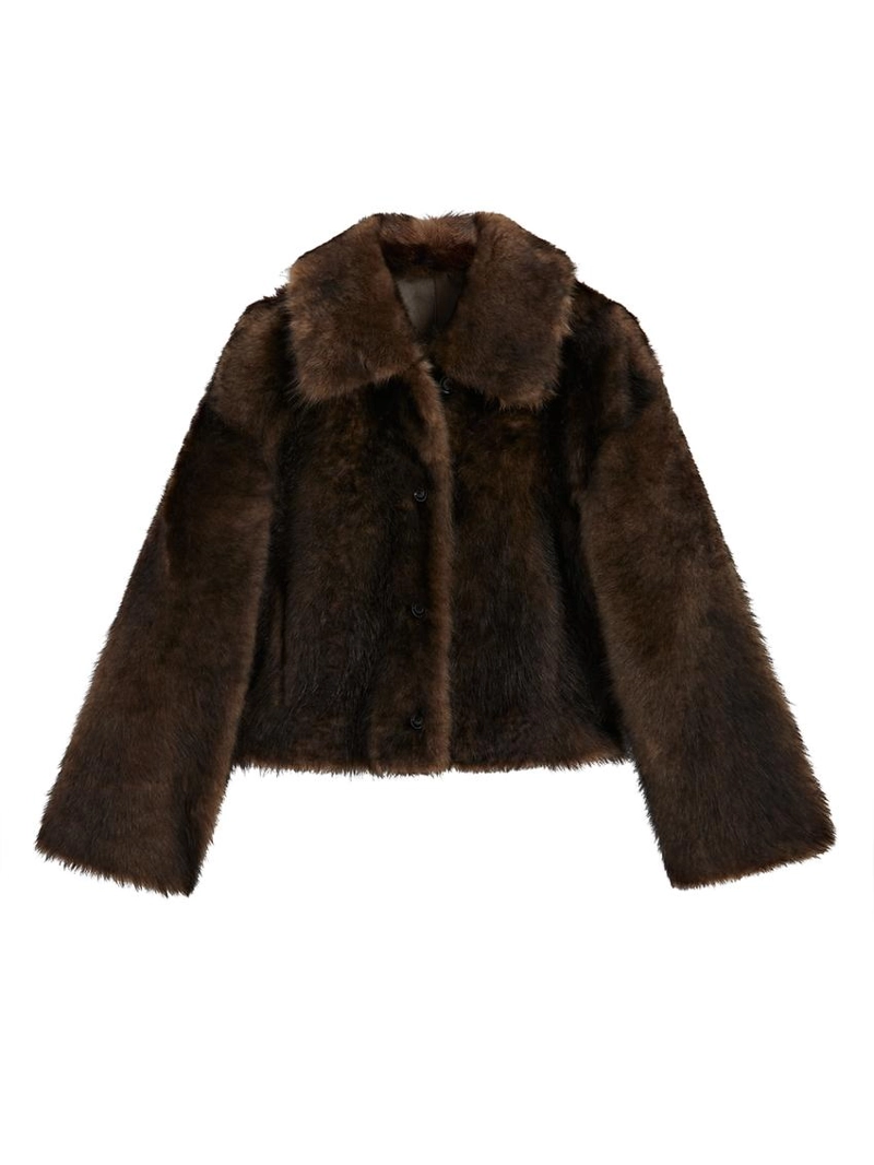 Короткое кожаное пальто с мехом