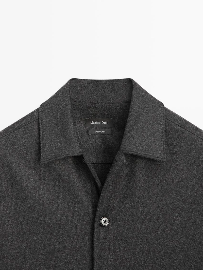 Рубашка-овершерт из 100% шерсти с карманами