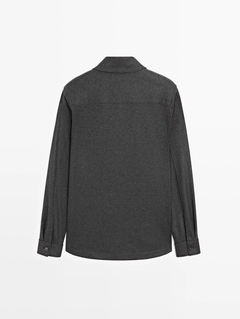 Рубашка-овершерт из 100% шерсти с карманами