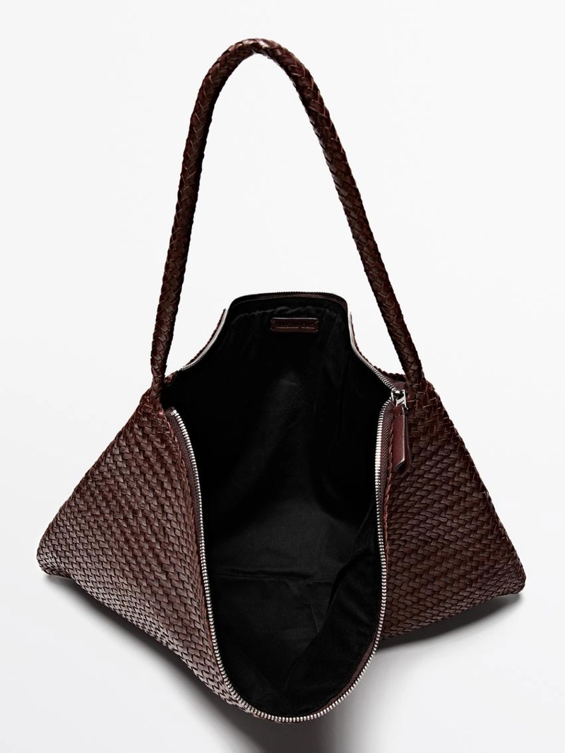 Сумка-сэтчел из крупной плетеной наппы