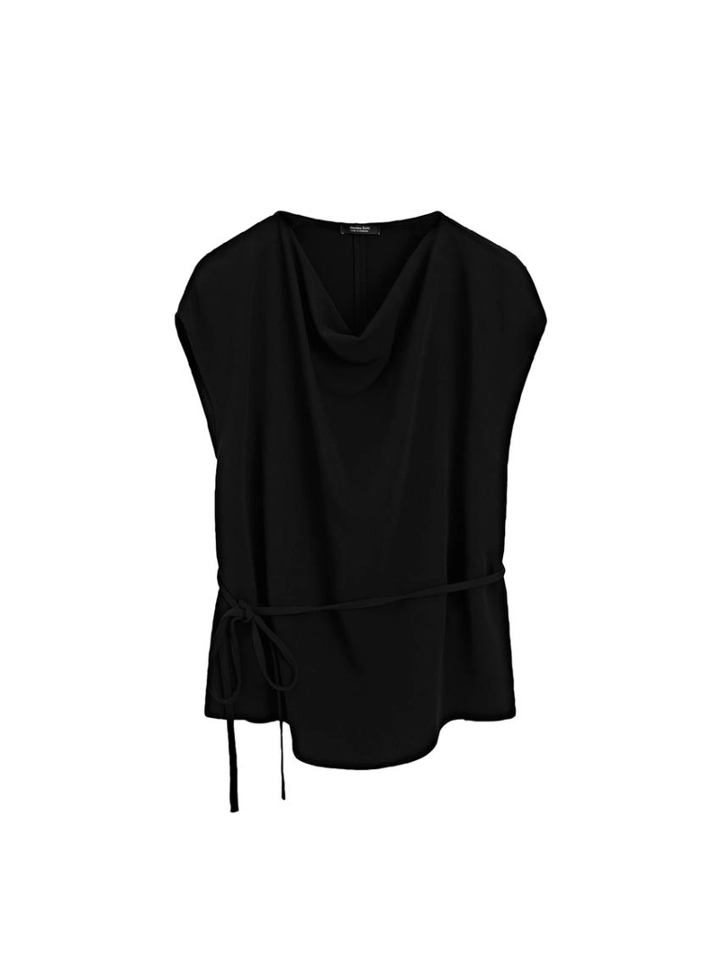 Топ из креповой ткани с драпировкой на горловине