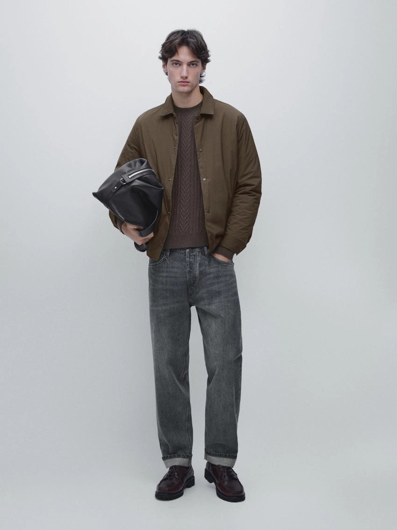 Утепленная водоотталкивающая рубашка-ковер-шерт от massimo dutti