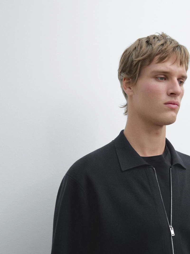 Кардиган из хлопка и шерсти с молнией и карманами