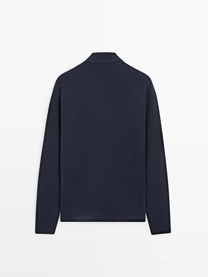 Кардиган из хлопка и шерсти с молнией и карманами