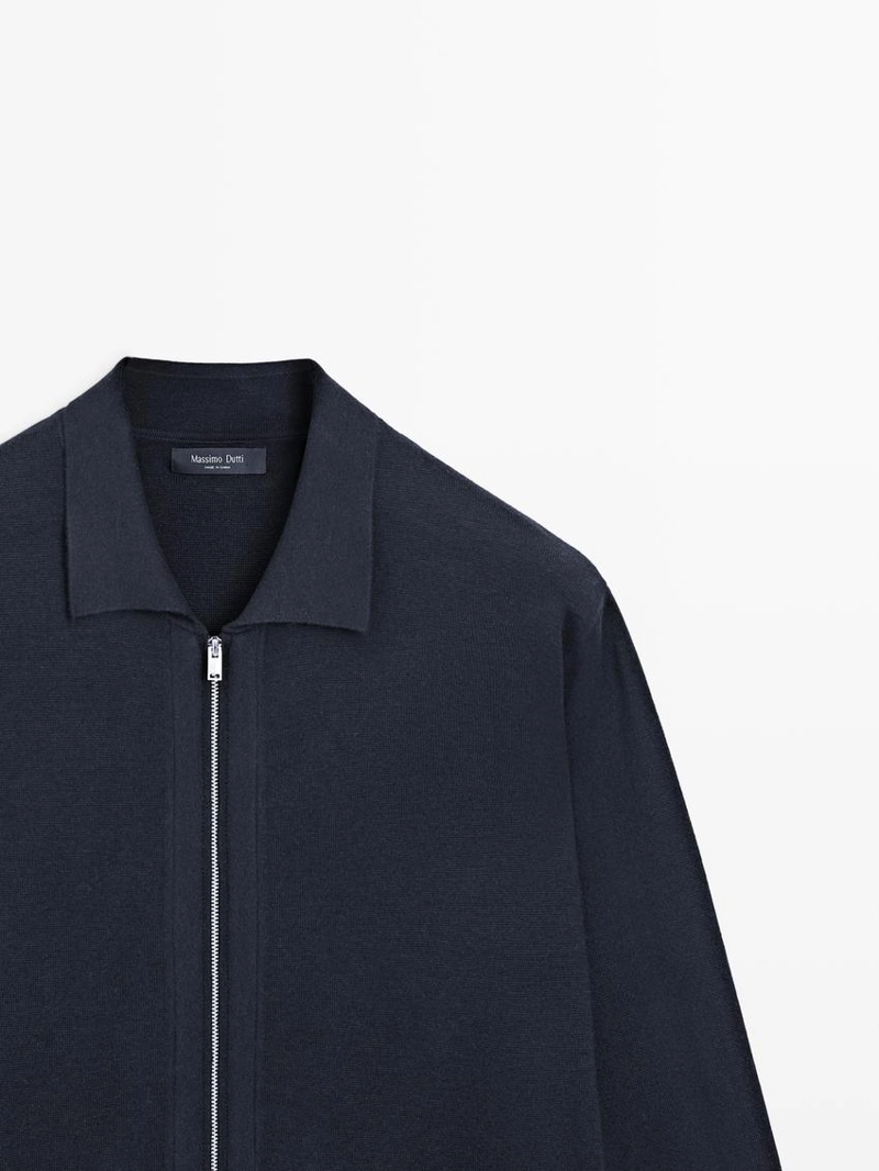 Кардиган из хлопка и шерсти с молнией и карманами