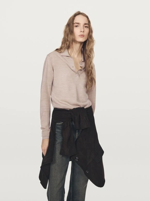 Пуловер-поло из шерсти- Заказать в России