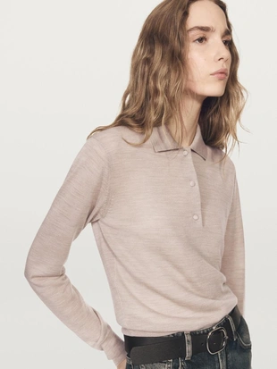 Пуловер-поло из шерсти- Заказать в России