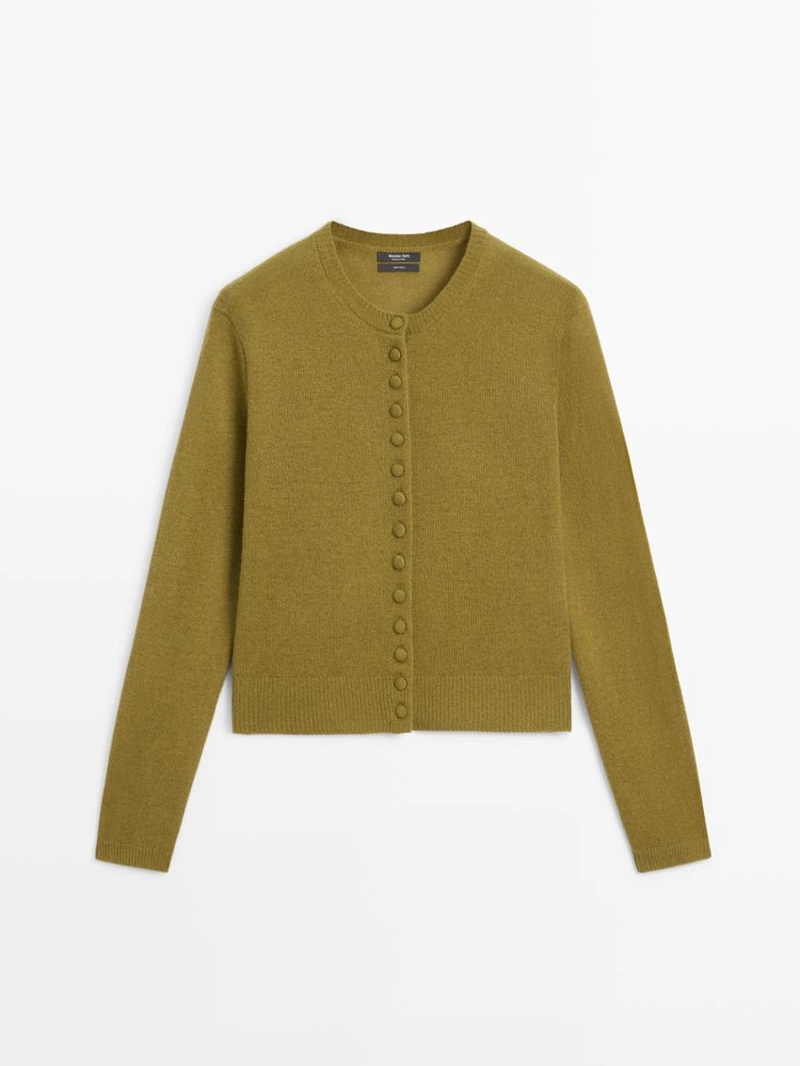 Кардиган из шерсти с покрытыми пуговицами