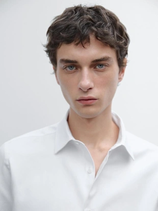 Рубашка слим-фит из хлопка оксфорд- Заказать в России