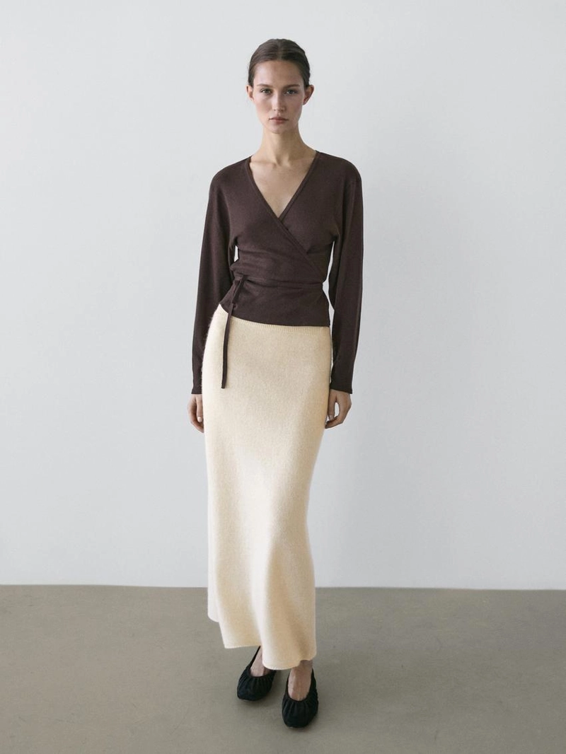 Кардиган из хлопкового микса с перекрестным узором