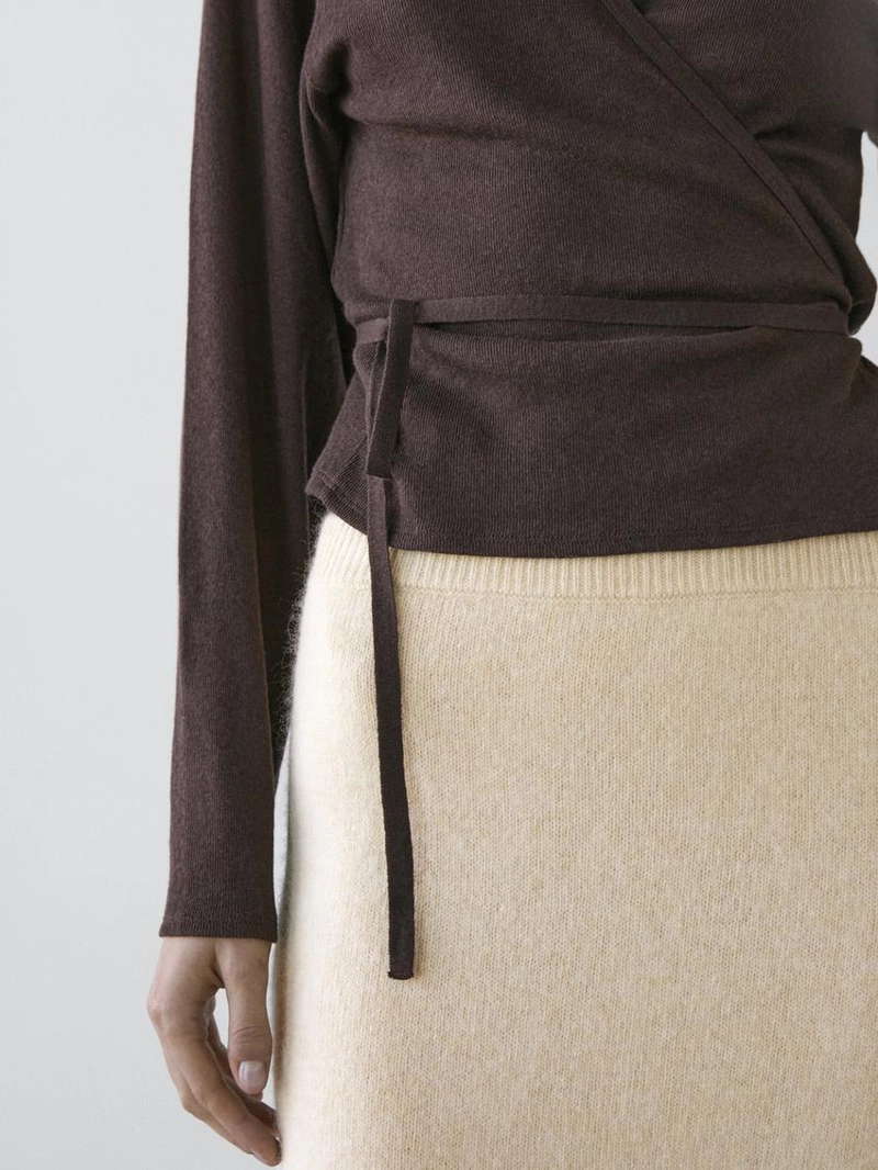 Кардиган из хлопкового микса с перекрестным узором