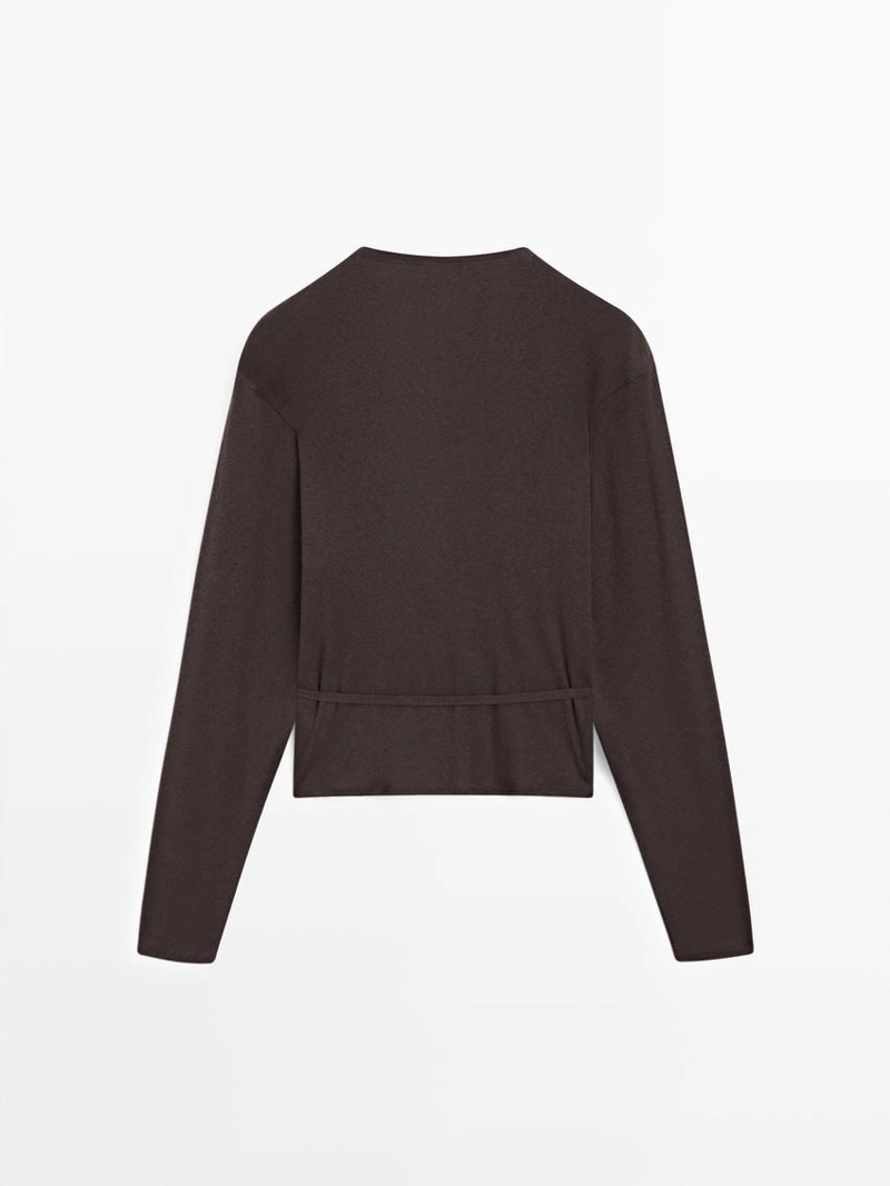 Кардиган из хлопкового микса с перекрестным узором