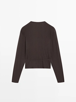 Кардиган из хлопкового микса с перекрестным узором- Заказать в России