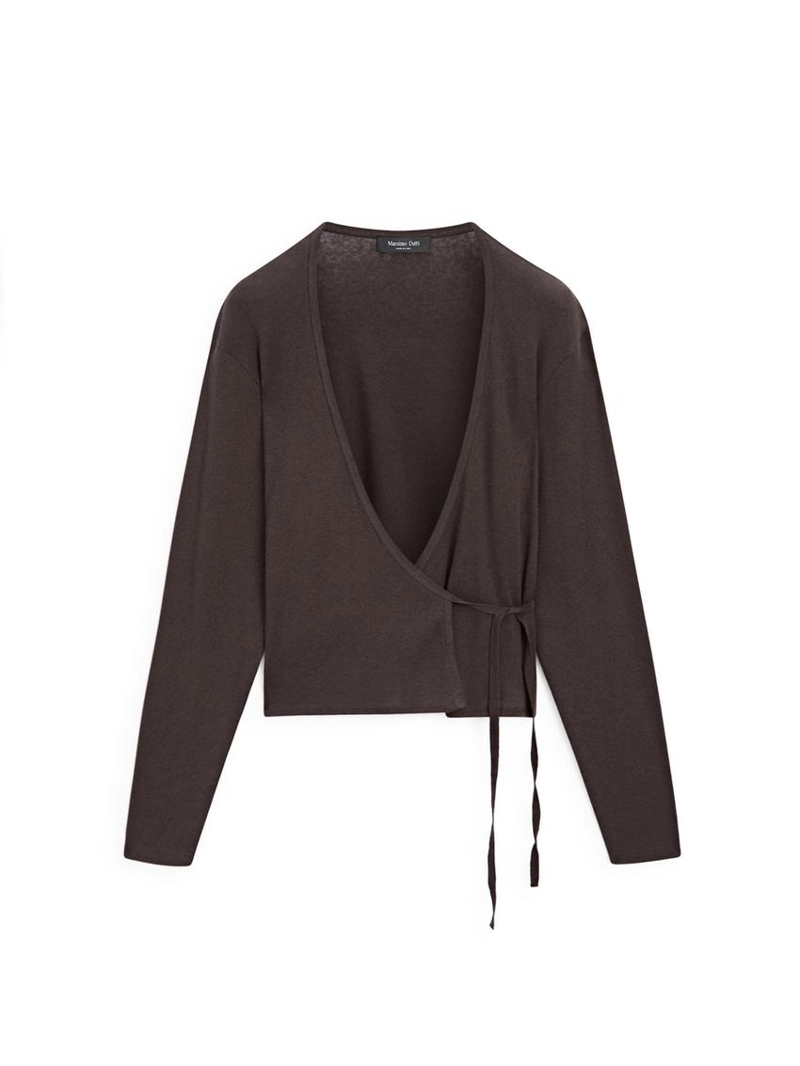 Кардиган из хлопкового микса с перекрестным узором