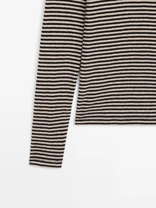 Футболка из хлопкового микса в полоску с длинным рукавом- Заказать в России