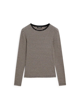 Футболка из хлопкового микса в полоску с длинным рукавом- Заказать в России