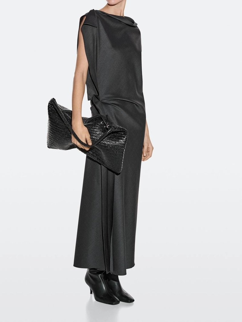 Большая сумка-сатчел из плетеной кожи нубук