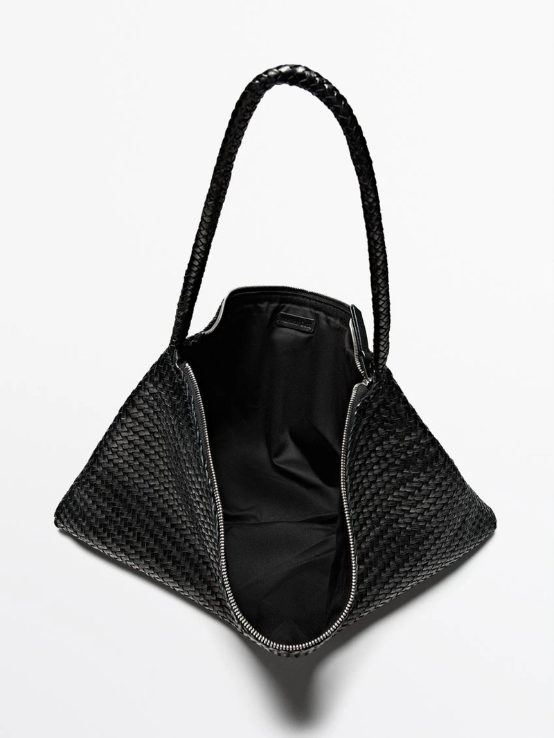 Большая сумка-сатчел из плетеной кожи нубук