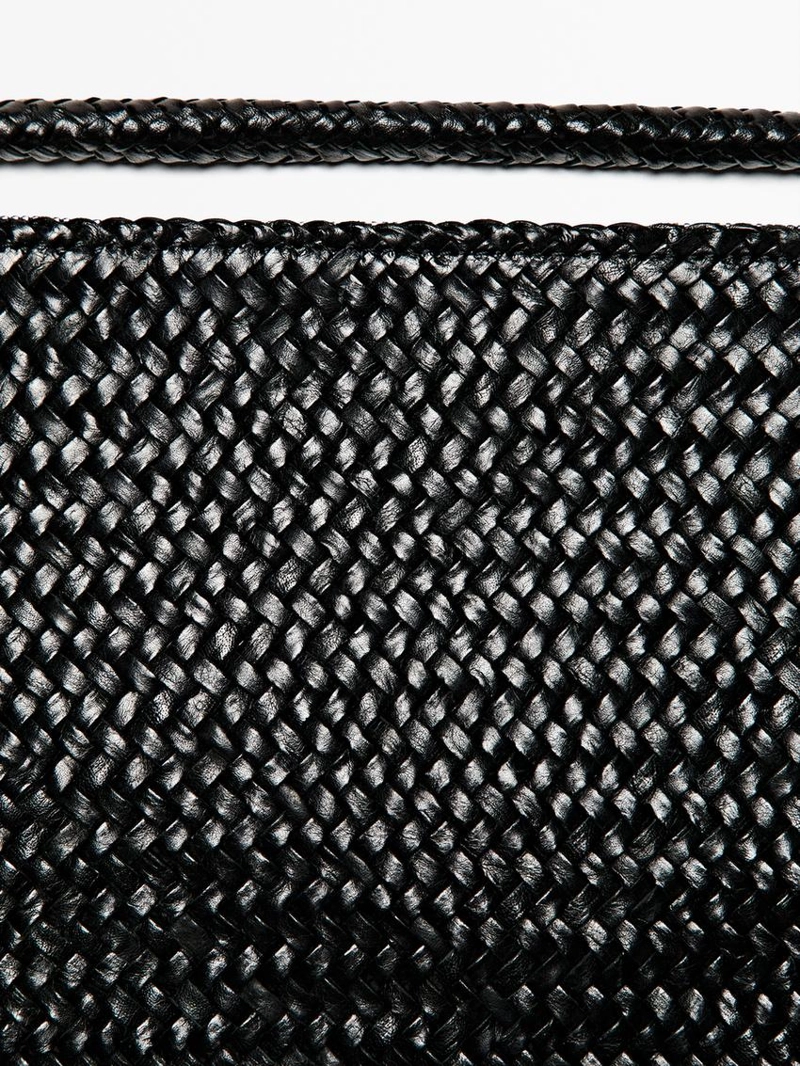 Большая сумка-сатчел из плетеной кожи нубук