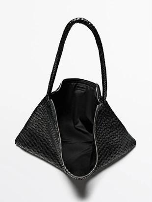 Большая сумка-сатчел из плетеной кожи нубук- Заказать в России