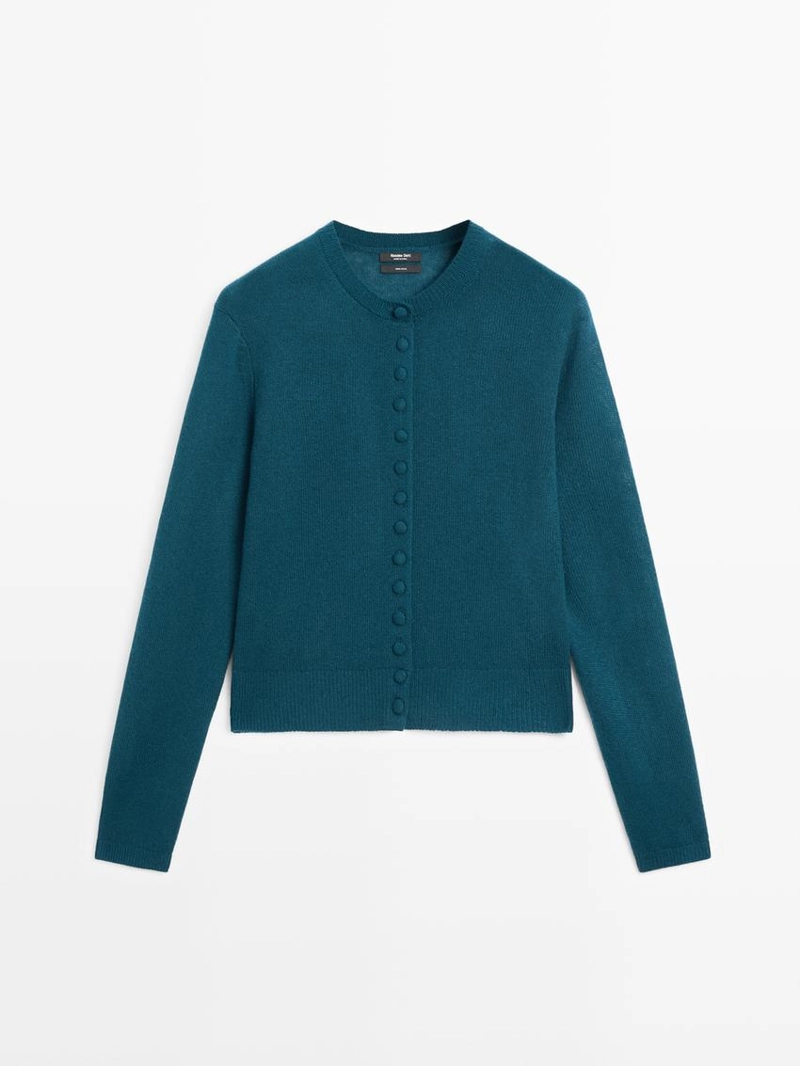 Кардиган из 100% шерсти с пуговицами в тон