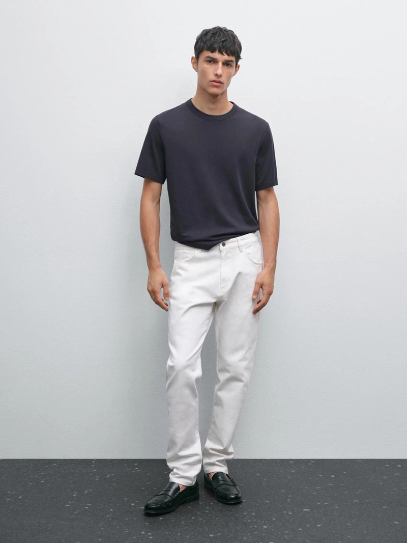 Футболка из хлопкового смесового материала с короткими рукавами