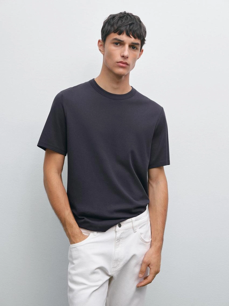 Футболка из хлопкового смесового материала с короткими рукавами