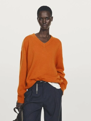 Свитер V-образный вырез из 100% кашемира- Заказать в России