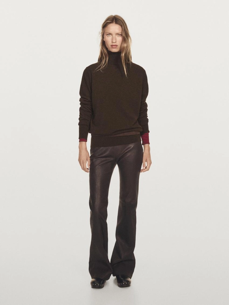 Вязанный свитер с высоким воротником из 100% кашемира