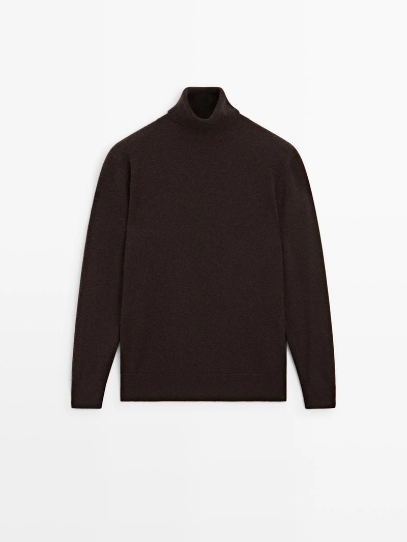 Вязанный свитер с высоким воротником из 100% кашемира