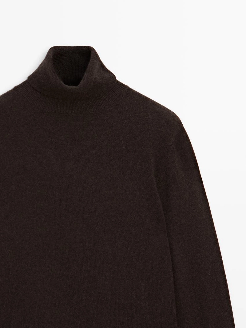 Вязанный свитер с высоким воротником из 100% кашемира